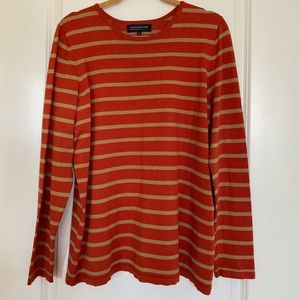 JNY Long-sleeve burnt orange & tan sweater
